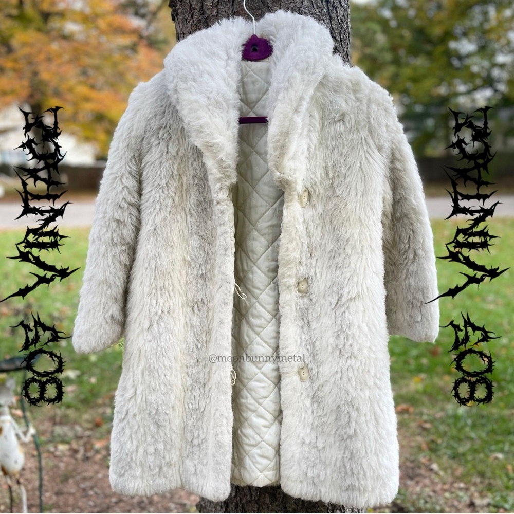 Vintage Heart Warmers 80s Faux fur coat Jacket Trench Sherpa Pennylane 10 XS